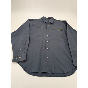 Harley Davidson Button-Up Shirt Mens Large Navy‎ Embroidered Long Sleeve